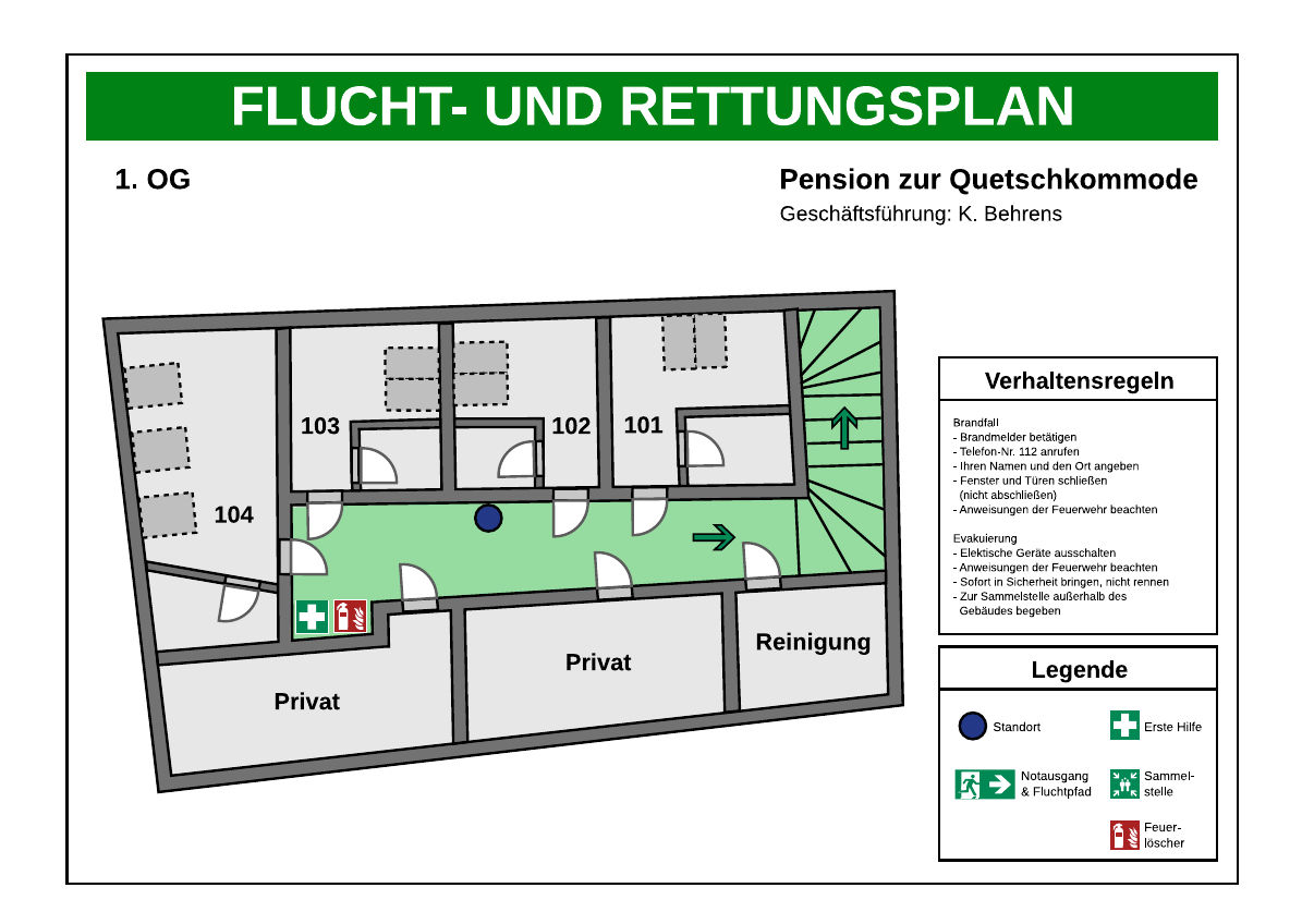 Das Obergeschoss der Pension